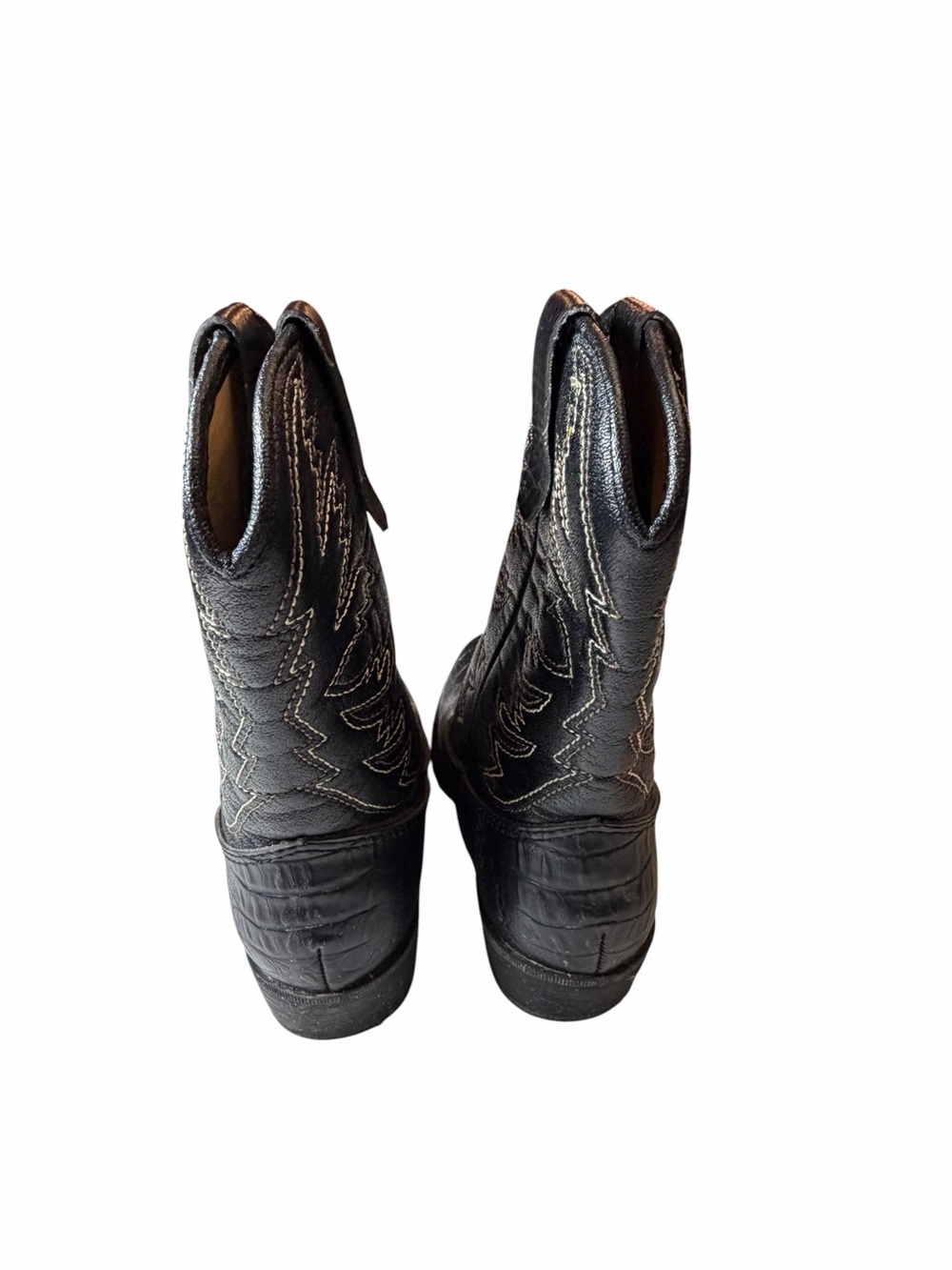 smartfit Black Leather Cowboy Boots with Cream Interior - Picture 5 of 7